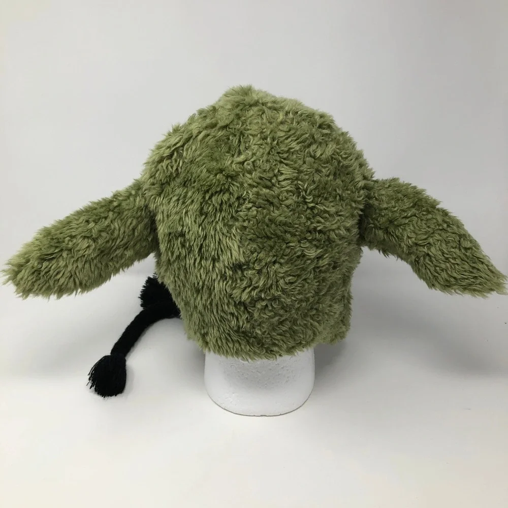 H&M Star Wars Yoda Trapper Hat Green Faux Fur Earflap Beanie One Size Braided